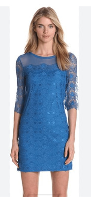 #76 maxandcleo, blue Lacey three-quarter sleeve Floral dress size 4