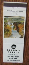 GULF GAS STATION MATCHBOOK: DRAPER'S GARAGE (ELGIN, MANITOBA) (1960s) -F11