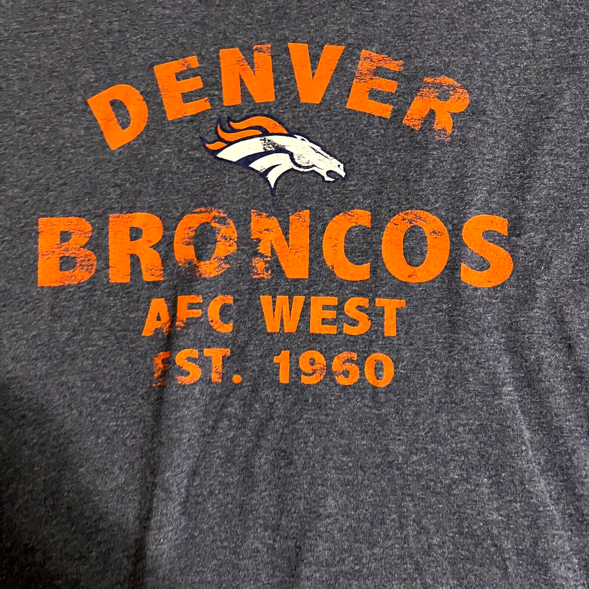 Denver Broncos AFC West NFL Team Apparel Mens T-Shirt Sz L Blue