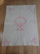 VINTAGE ANTIQUE HAND SEWN PATCHWORK BABY CRIB QUILT BASKETS