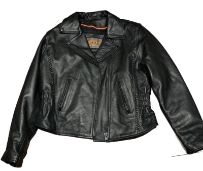Unik Ultra Motorcycle Jacker Womens Large Black Leather NWOT Heavy