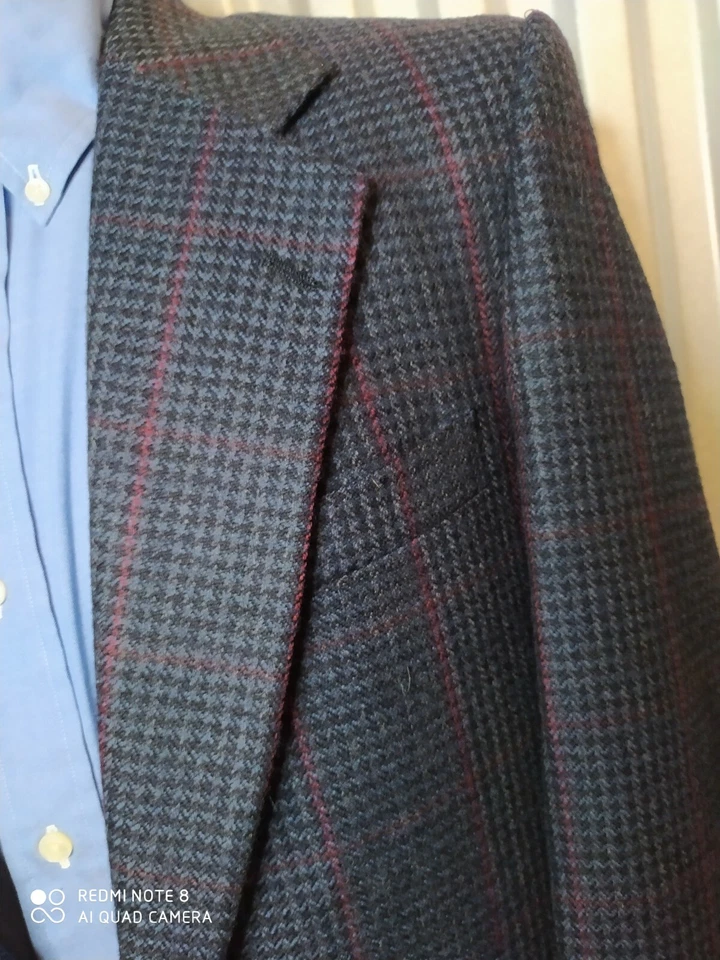 Blazer Chaqueta Abrigo Deportivo Vintage Años 80 Escocia Tweed 38R Azul Negro Rosa Cuadros Foto 3 de 4