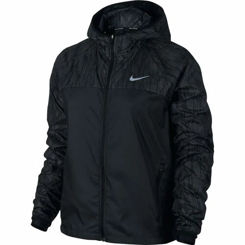 Nike Black Shield Flash Reflective Running Jacket Windbreaker Womens XS NEW 125