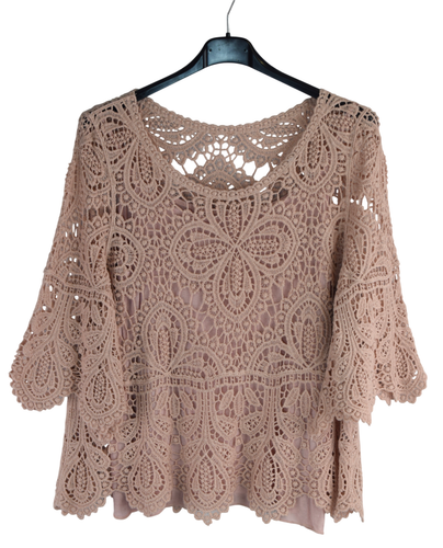 Ladies Italian Lagenlook Short Crochet Top and Vest Set Short Sleeve Summer Top. - Picture 6 of 10