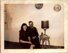 Vintage Found Snapshot Photograph Classic Portrait of a Military Couple