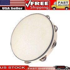 8 Inch Hand Held Drum Bell Birch Metal Jingles Percussion Gift For Church G8N5