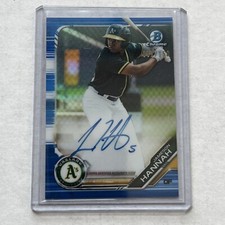 2021 Bowman Chrome Jameson Hannah AUTO Prospect RC BLUE Refractor #/150 A's