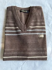 Kinloch Anderson Scotland Men’s Brown Striped Vest Large Wool Blend Golf Casual