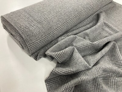Grauer Wollstoff Glen Dogtooth Karo Abraham Moon Mantel Schneiderei Material