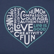 Life Is Good SS Shirt Crusher Vee SUPERPOWER LOVE Heart Blue Chest49in Womens XL