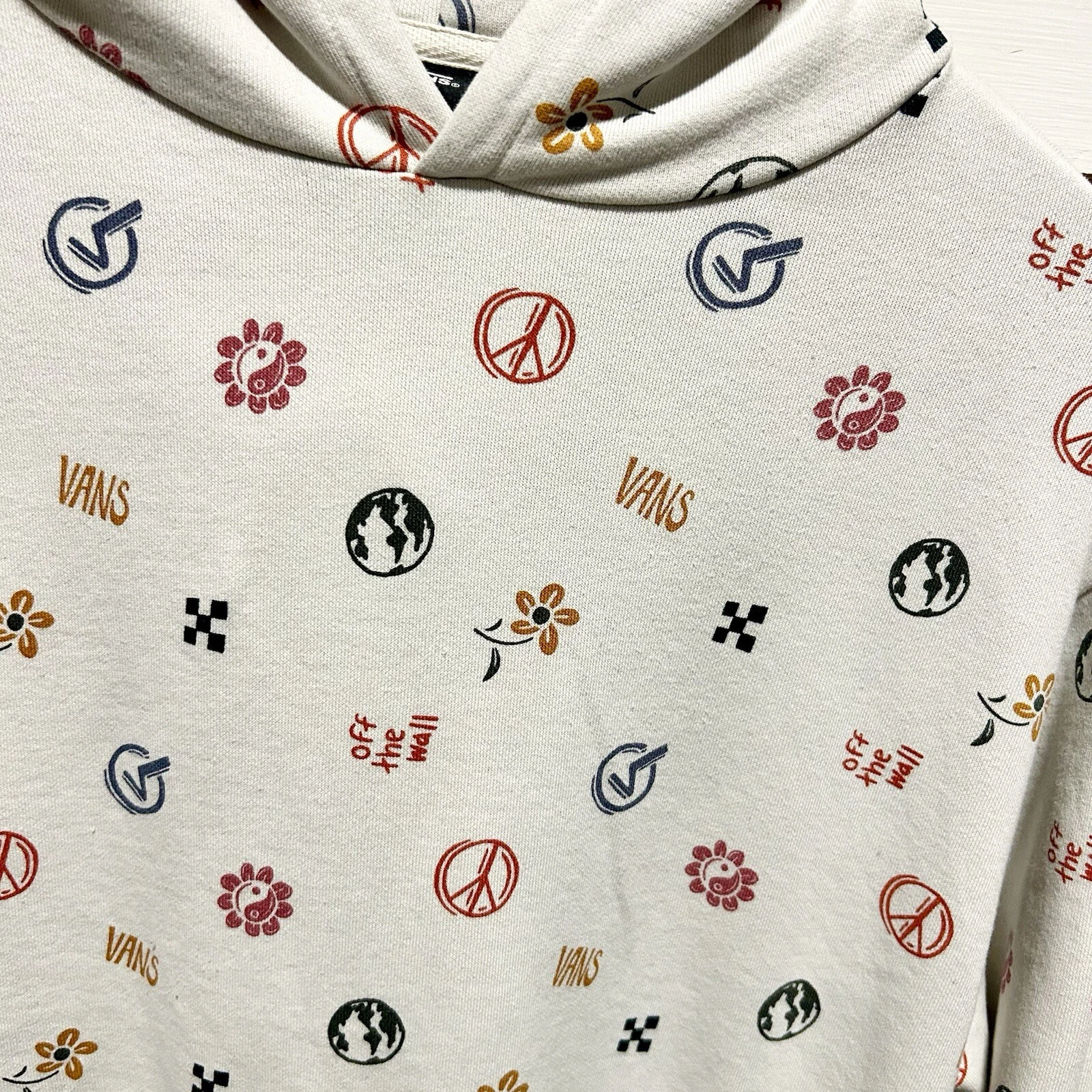 OFF WHITE Felpa con cappuccio Vans Off The Wall donna piccola equipaggio pullover collo felpa con cappuccio