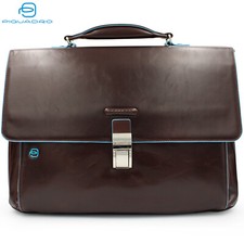 Piquadro Blue Square classica cartella da lavoro in pelle marrone SCONTO -15%