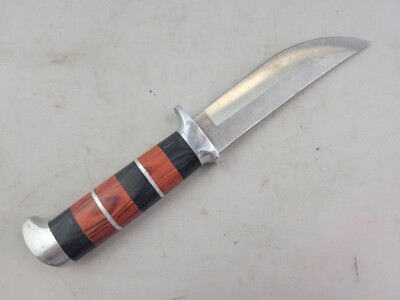 Columbia USA Saber Fixed Hunting Knife Inlaid Wood Handle 5.5'' Plain Blade