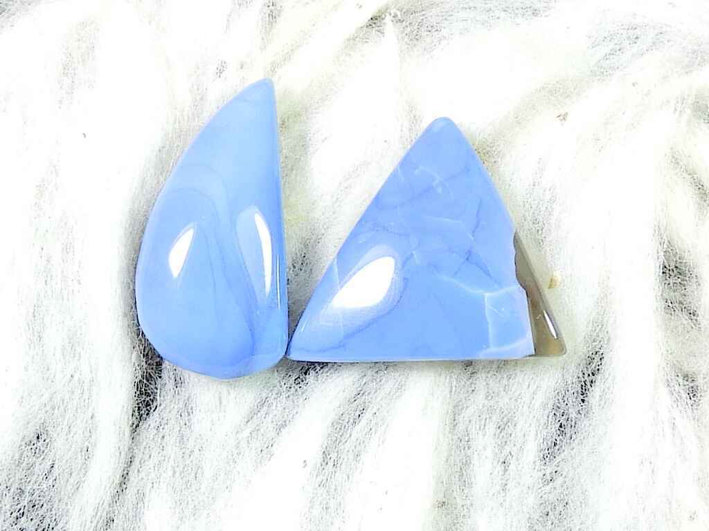 14 quilates. Cristal de ópalo azul mineral 02 piezas cabujón de lujo piedra p...