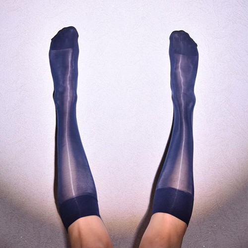 Herren Öl glänzende Strümpfe dehnbar kniehoch lange Socken Hoisery transparent Strumpfhose - Bild 8 von 31