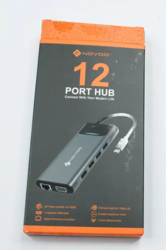 Docking Station Novoo 12-in-1 USB C Moyeu 3 Compartiment Affichage Dual-Monitor