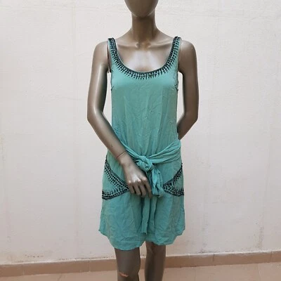 Hübsches Kleid aus 100% Seide von Sophie Sitbon, 36, mint / schwarz - Bild 1 von 4