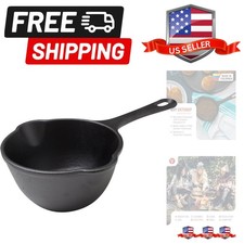 0.5-Quart Cast Iron Saucepan, Small Cast Iron Melting Pot Seasoned with Flaxs...