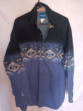 Wrangler Mens Vintage Pearl Snap Shirt Aztec Southwest Purple Black XLT/XGA/TGL