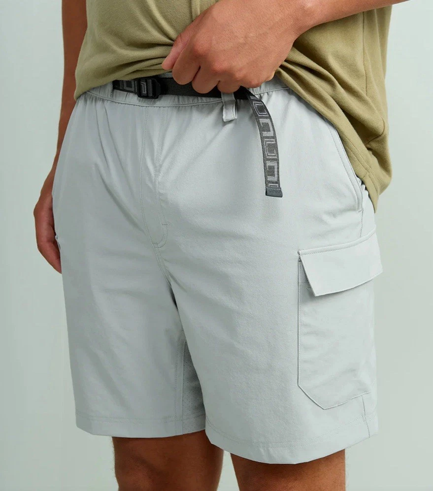 Huk Creekbed Cargo Shorts XL Light Gray Performance Fishing Hiking Belted New