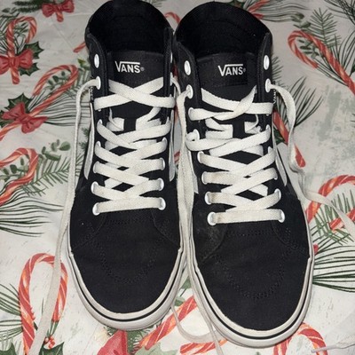 Womens Vans Sk8 Hi topEmbroidered Rose Shoes Size 8 Black White Red Flower 