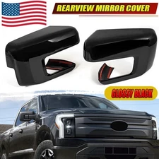 Fits 2021-24 Ford F150 F-150 Side Mirror Covers Overlay WITH Turn Signal Black