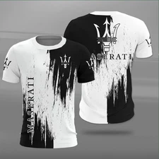*Best Price* Custom Name - Men's Maserati Logo Black White Polyester 3D T-Shirt