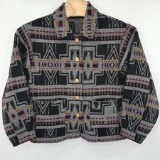 Gigio USA Jacket Womens S Black Multi Southwestern Geometric TC2704 Button Up