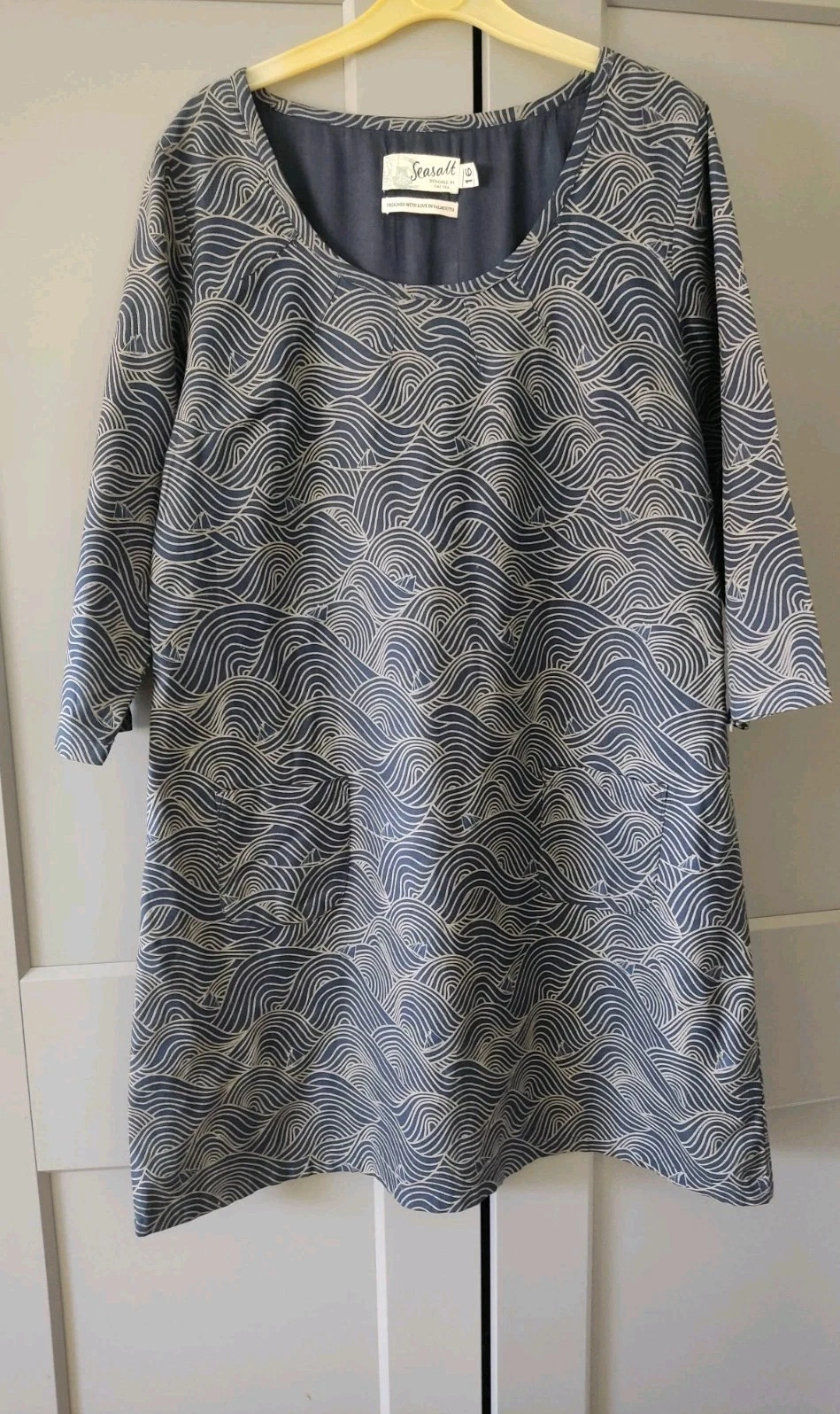 Abito donna sale marino San Valentino blu fantasia onda taglia 16