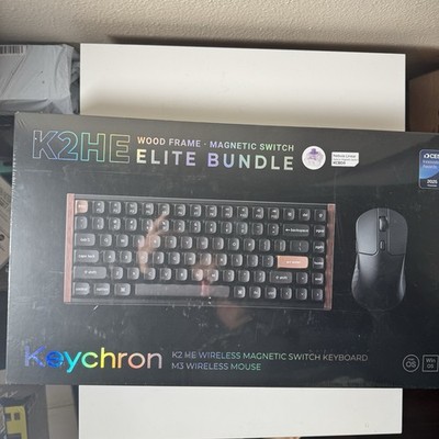 Keychron K2HE Wood Frame Wireless Magnetic Switch Keyboard Mouse Elite Bundle