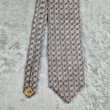 Vintage Donna Karan Silk Tie Gray Textured Houndstooth Business Made In USA