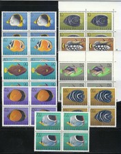 Pologne 1967 MNH Mi 1748-1756 blocs de 4 poissons tropicaux Sc 1492-1500. Fis...