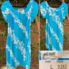 Vintage Malihini Hawaii Muumuu Dress Mumu Cotton Floral Tiki Aloha Hawaii Size L