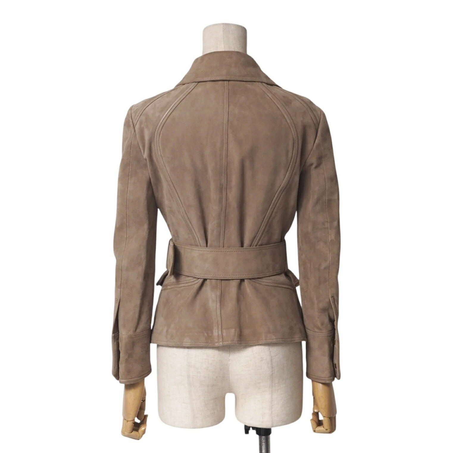 Giacca Gucci taglia 38 vera pelle di montone scamosciata con cintura realizzata