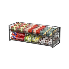 2-Tier Stackable Can Organizer for Pantry, Adjustable Extra-Long Can Rack for...