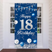 18. Geburtstag Banner Blau Silber, 18 Jahr Geburtstag Deko TüR Hintergrund FüR J