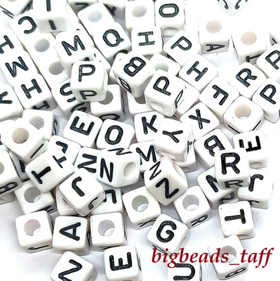 8 mm Würfel weiße Alphabete Acrylperlen 50 Stck./Einzelbuchstabe 100 Stck./Mischbuchstaben 