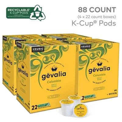 Gevalia Colombia Coffee K-Cup Pods, Medium Roast, 88/Box - NEW