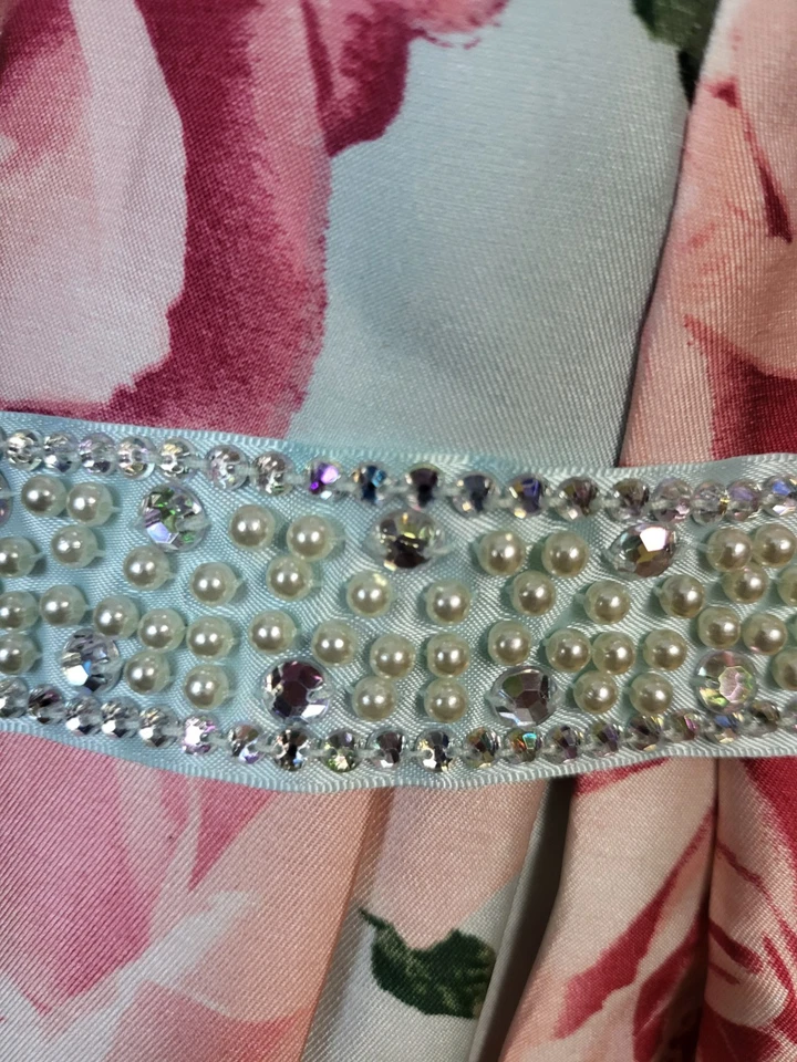 Vestido formal tamanho 7/8 pequenas noites Teeze Me azul rosa padrão floral sem mangas - Imagem 3 de 4