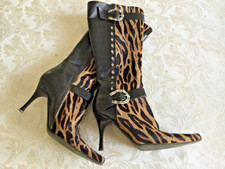 Donald J Pliner Couture Boots Leather & Hair Panther- sz 6.5 with Box worn twice
