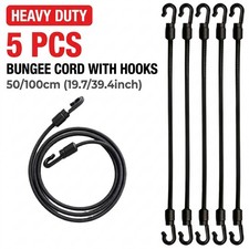 5 Pack Elastic Bungee Cord with Hooks 50cm 100cm Home Outdoor Tie Down