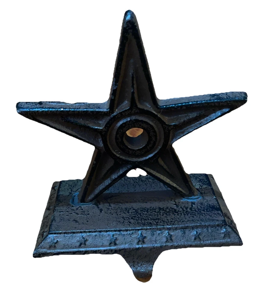 Juego de 2 perchas para medias de Navidad con estrellas de hierro fundido marrón  Foto 2 de 4