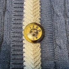 Vintage 80s IZOD Cable Knit Sweater Vest Blue 60/40 Cotton Rayon Golf Buttons