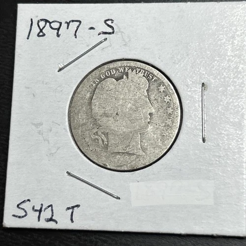1897-S Liberty Barber Silver US Quarter/ Low Mintage