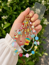 Cute Yellow Bear Beaded Bag Charm Keychain Handmade Kawaii Purse Charm