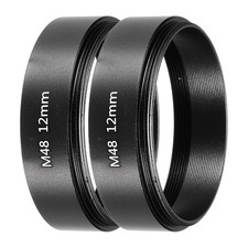 2Pcs 12mm M48 Lens Adapter Ring Extension Tube for Camera and Eyepiece, Black