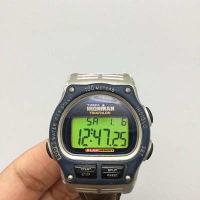 Vintage Timex Ironman Triathlon Men Watch 38mm Digital Indiglo