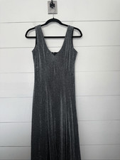 Vintage Molly Malloy Women’s 12 Silver Black Long Dress Y2K 2000s