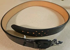 Dutyman 1011 2-1/4" Plain Leather Sam Browne 2-Row Stitch Duty Belt, Black 48"