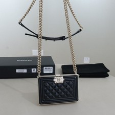 Chanel Leboy Lambskin Quilted Chain Flap Crossbody Shoulder Bag Black
